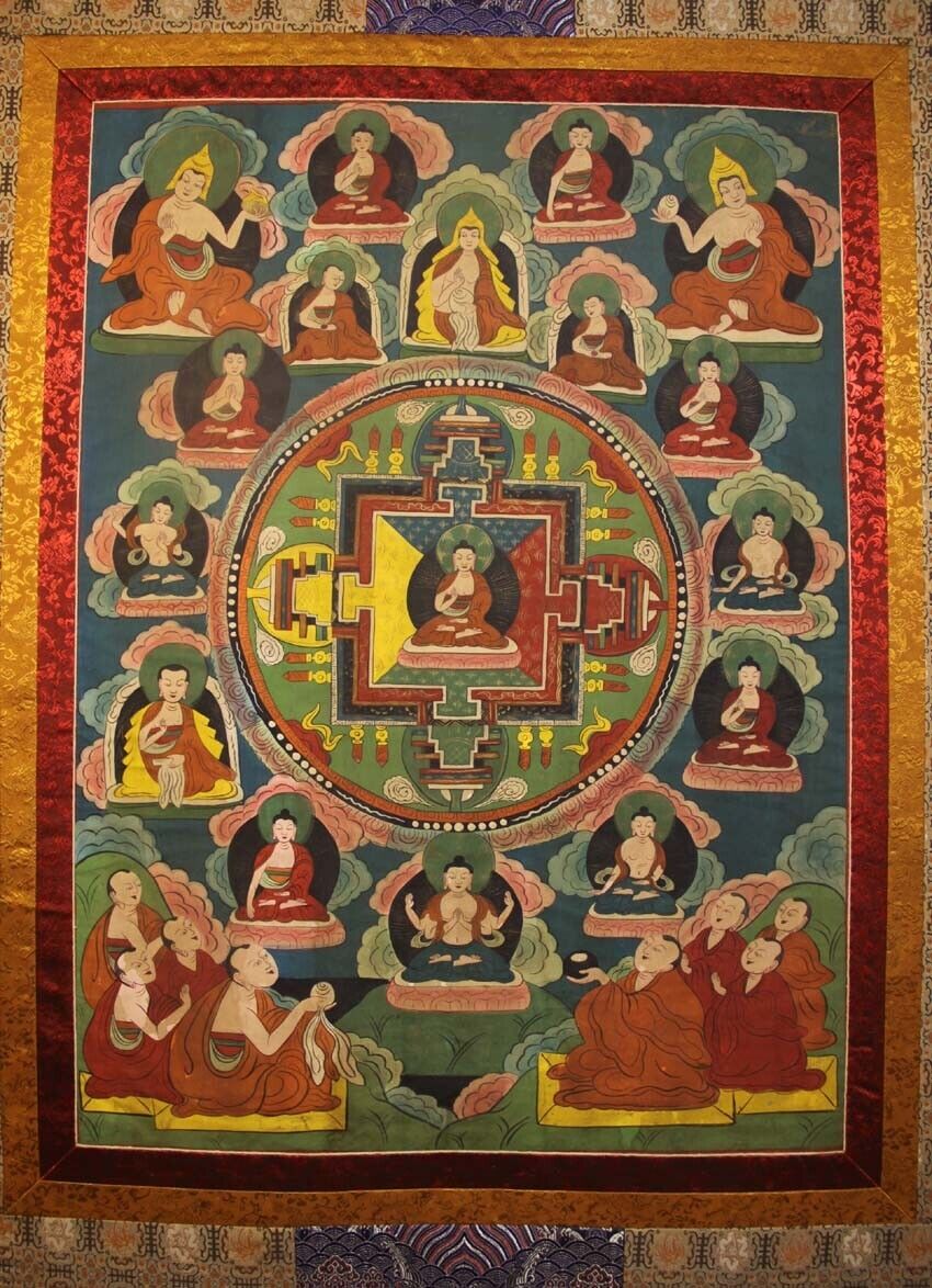 Nice Large Old Tibet Buddhism H-Painted Thangka Tangka Sakyamuni Buddha Mandala