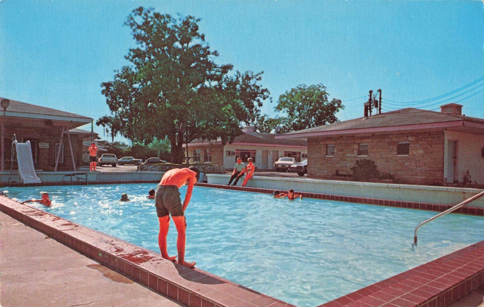 Williston FL Florida, Motor Inn Swimming Pool Advertising, Vintage Postcard