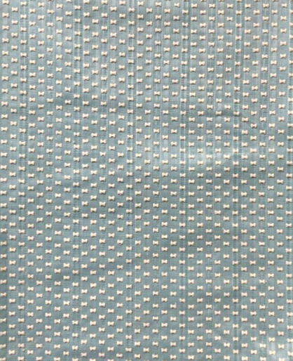 PRETTY Vintage HTF Flocked Dotted Swiss Tiny Bows Fabric Aqua Blue 1.5 Yds