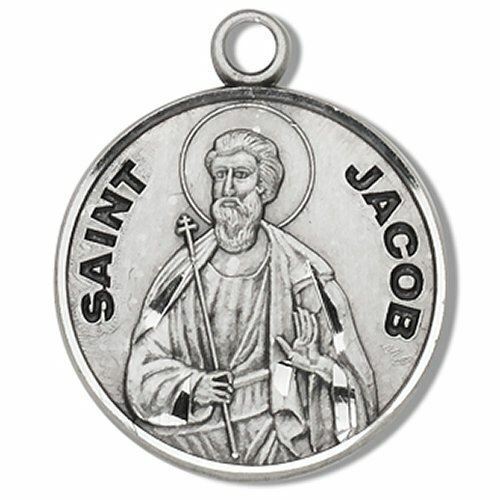 HMHReligious Sterling Silver Saint St Jacob 7/8 Inch Round Medal Pendant