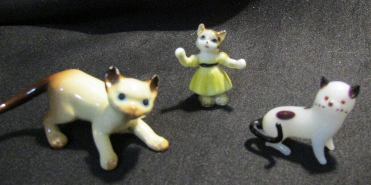 Vintage Cat Kitten Ceramic Animal Miniature 3 Figurines Japan