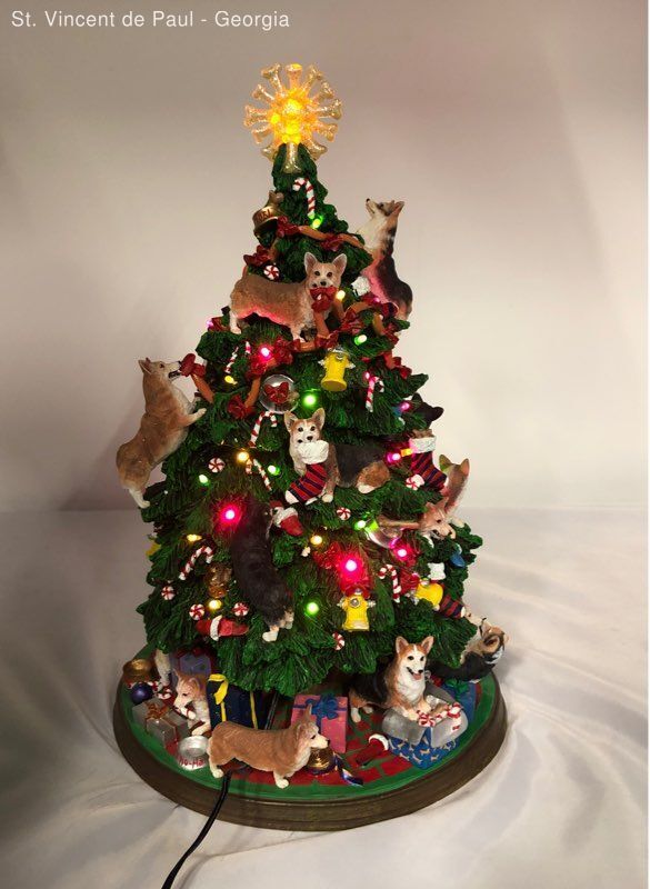 Danbury Mint Corgi Dog Christmas Tree-Lighted with Star -Retired -Works EUC Read