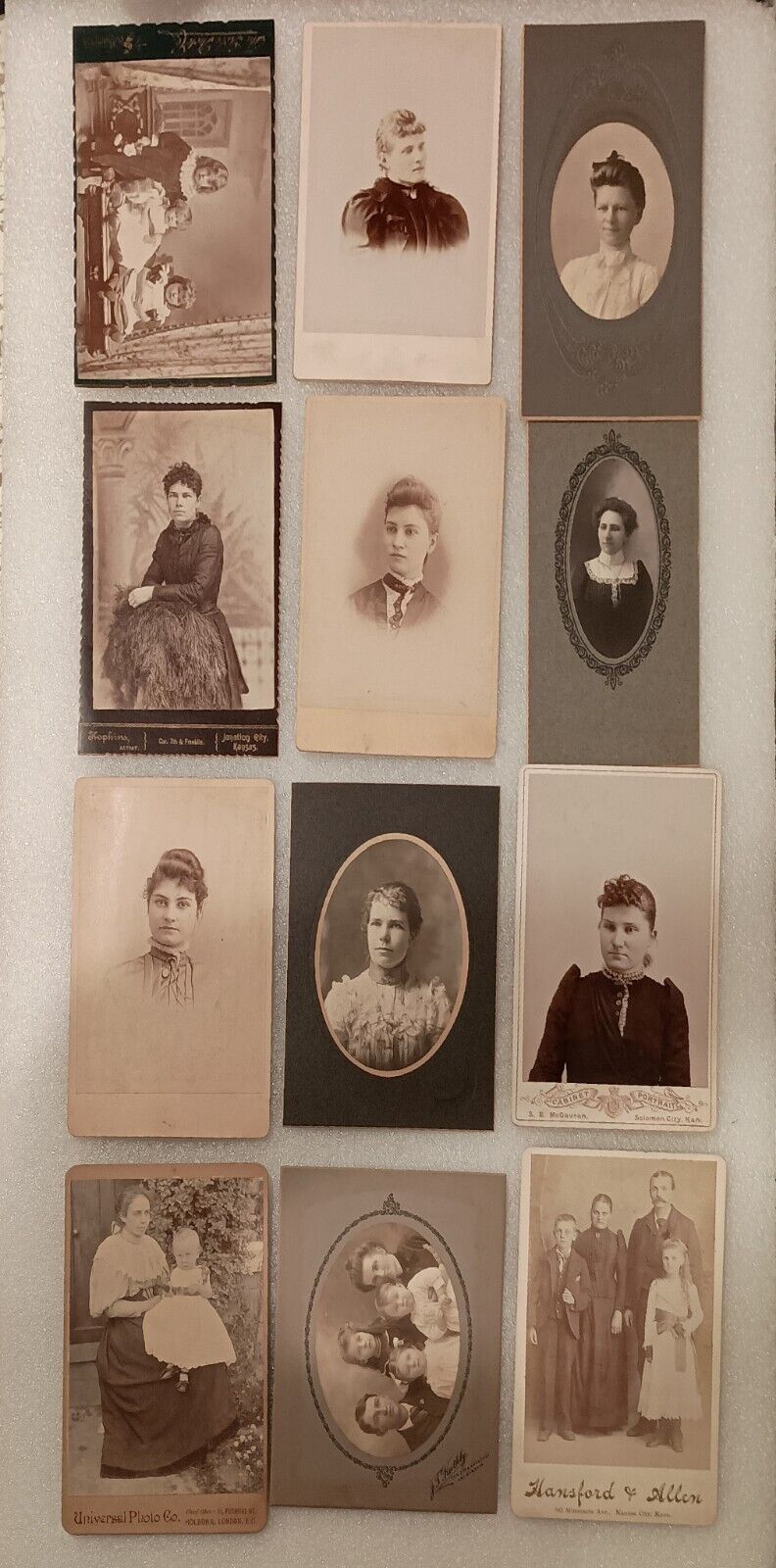 Lot Of 12 - Antique Photo Cabinet Cards Of Women & Children Victorian Era 1800's