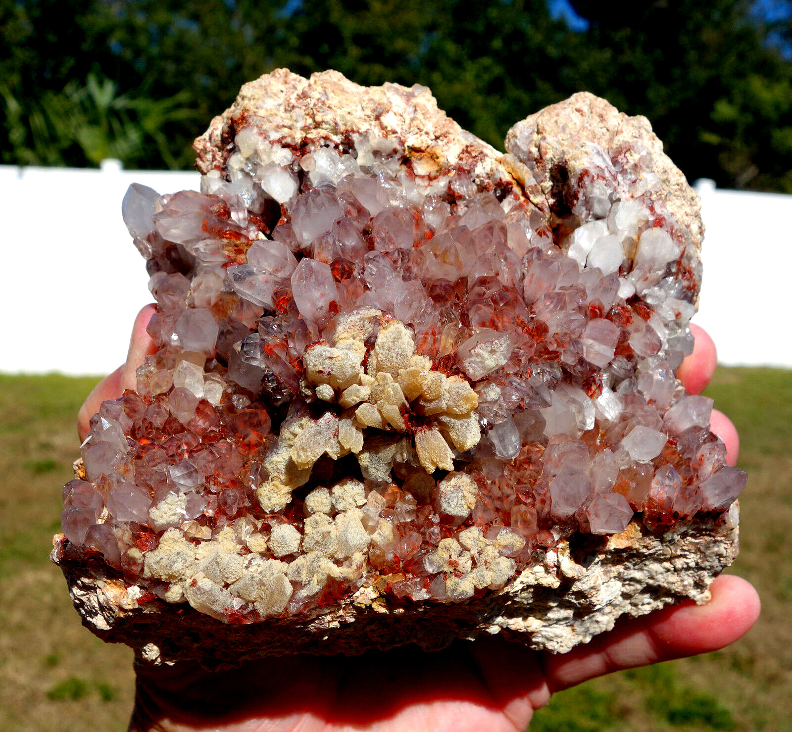 Big Natural ORANGE RIVER Clear Quartz Crystal Points w/ Hematite Red Phantoms