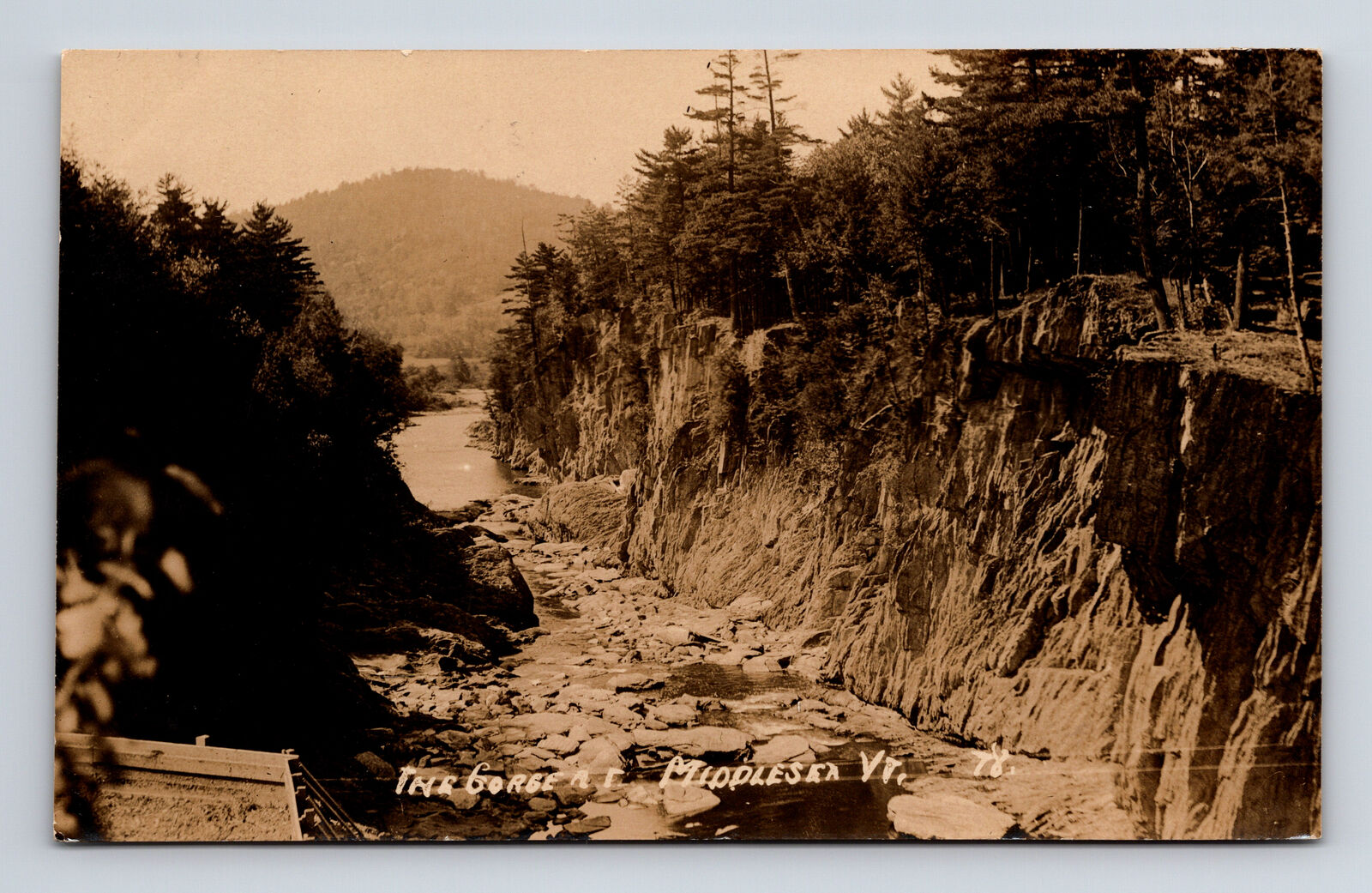 c1926 RPPC The Winooski River Gorge at Middlesex Vermont VT Real Photo Postcard