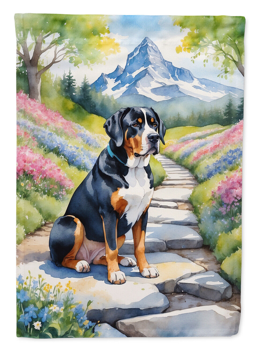 Greater Swiss Mountain Dog Spring Path Flag Canvas House Size DAC6646CHF