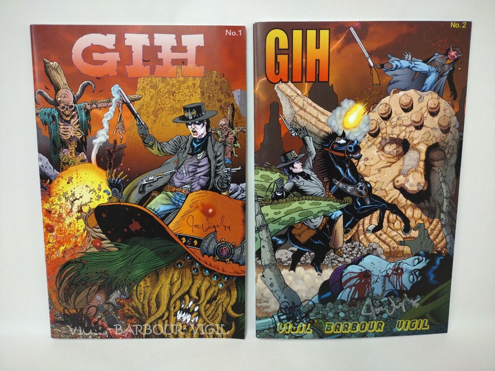 Gunfighters In Hell (2014) GIH #1 & 2 Rare Reprint Issues Signed Tim Joe Vigil