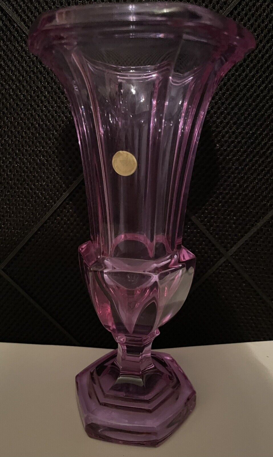 Vintage Moser Alexandrite Crystal Vase Color Changes Purple Blue. West Germany.