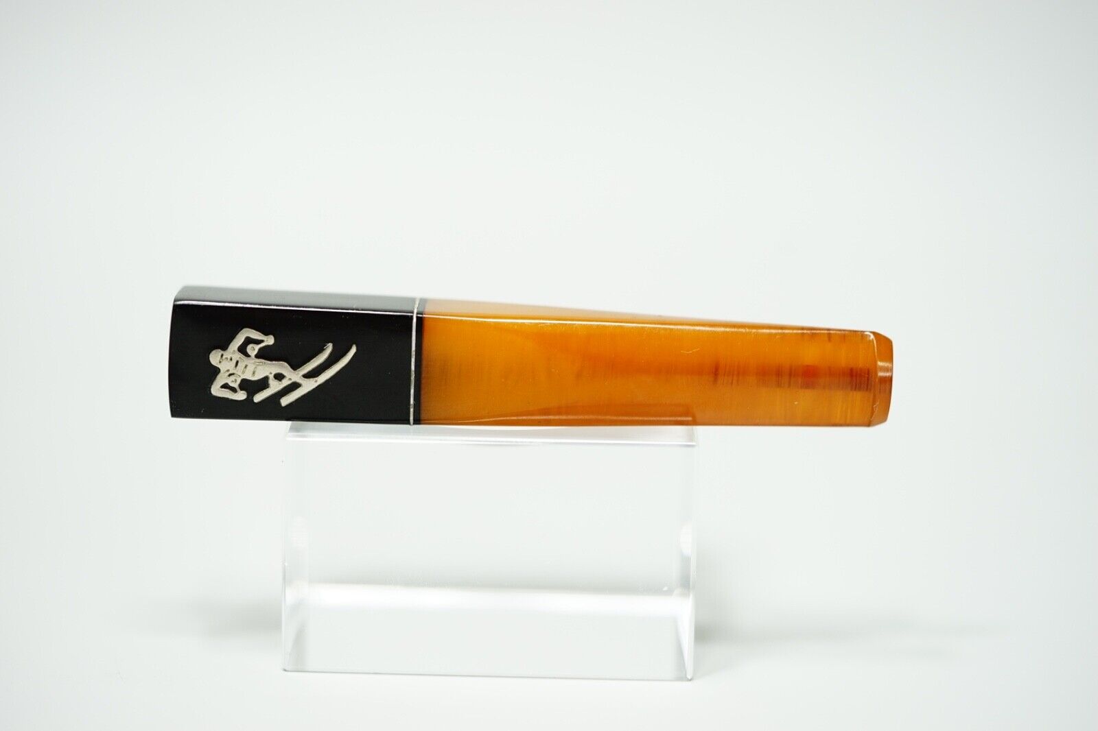 1930's French Butterscotch Bakelite Catalin Cigarette Cigar Holder Skier Inlay