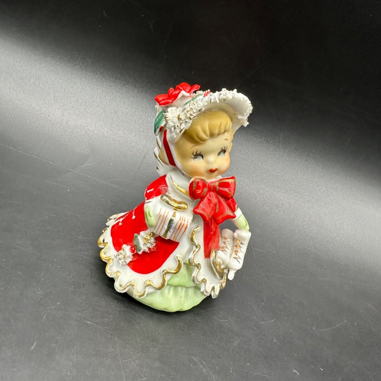 Vintage Christmas Angel Bell Geo Z Lefton Ice Skates Gift Figurine Kitsch Girl