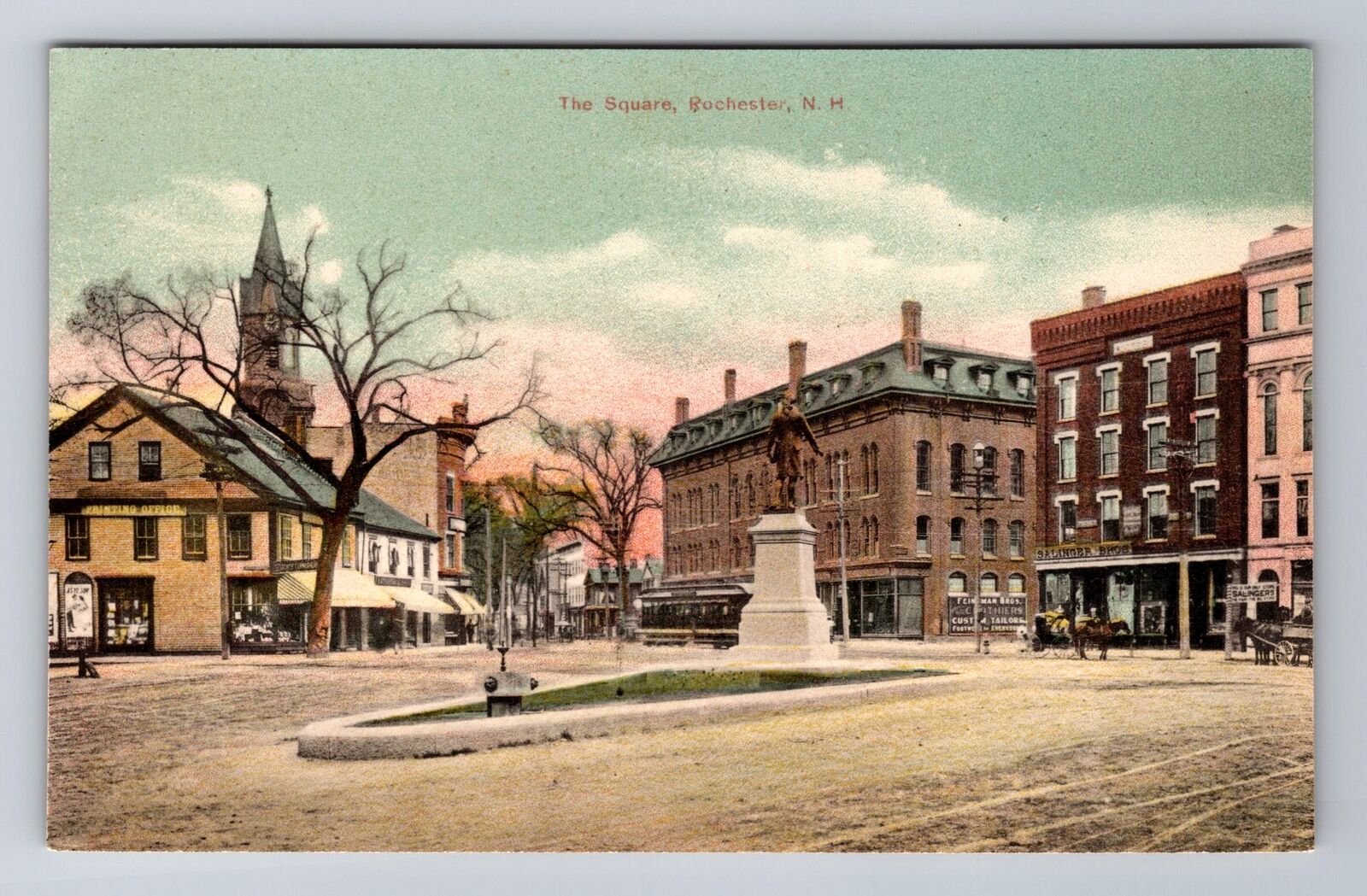 Rochester NH-New Hampshire, The Square, Antique, Vintage Souvenir Postcard