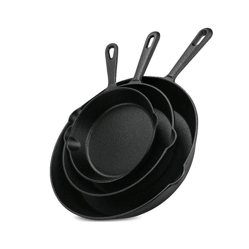Pre-Seasoned Cast Iron Skillet Set 3-Piece - Frying Pan 6 Inch, 8 Inch and 10 In