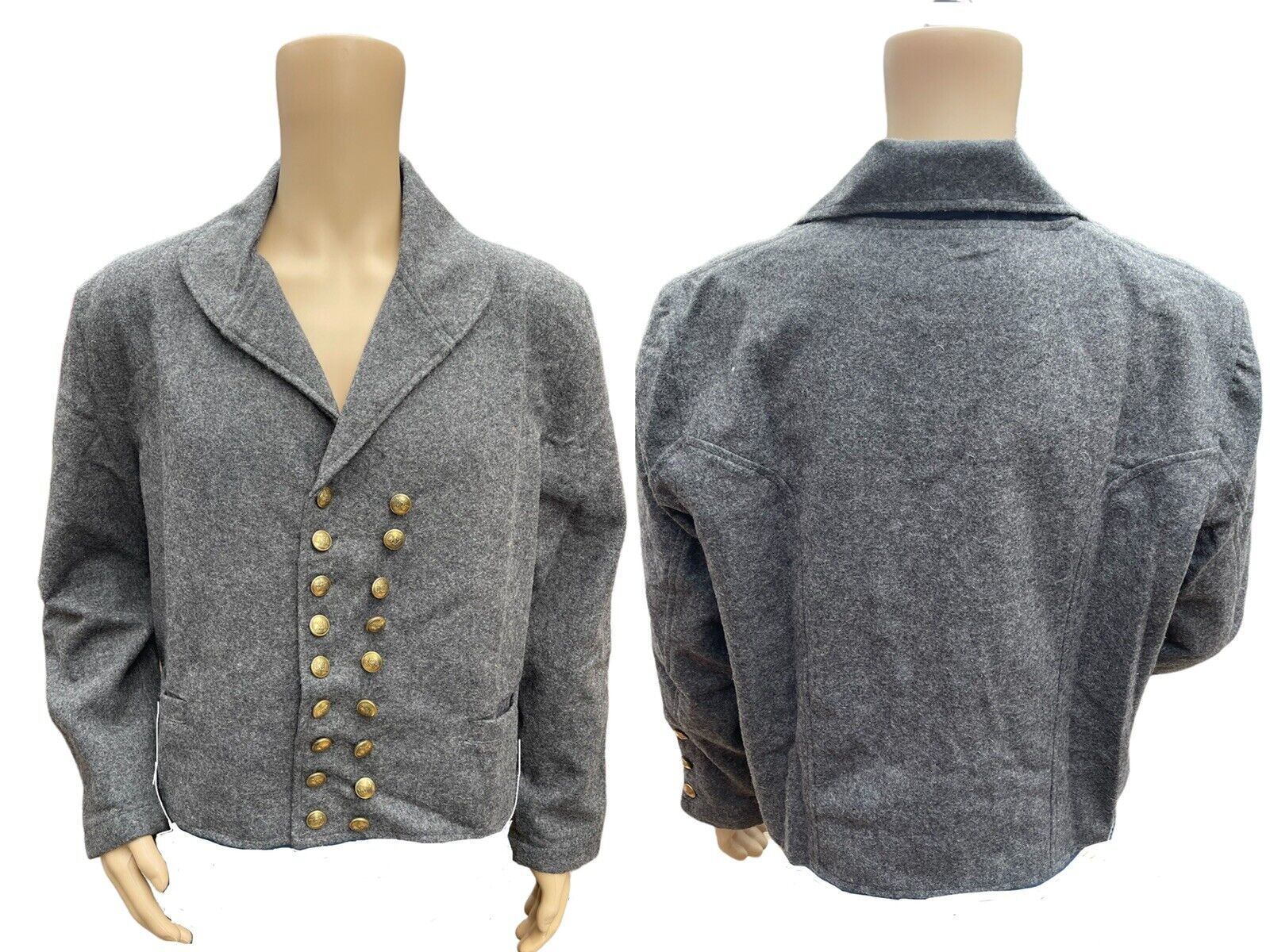 US Civil War  Confederate Civilian Double Breast Coat  Grey  Size:  XL , 2XL