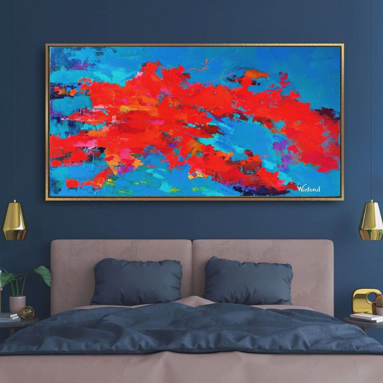 Sale Abstract Caribbean 24H X 36W X 1.5D Canvas Giclee Framed Was $595 Now $295