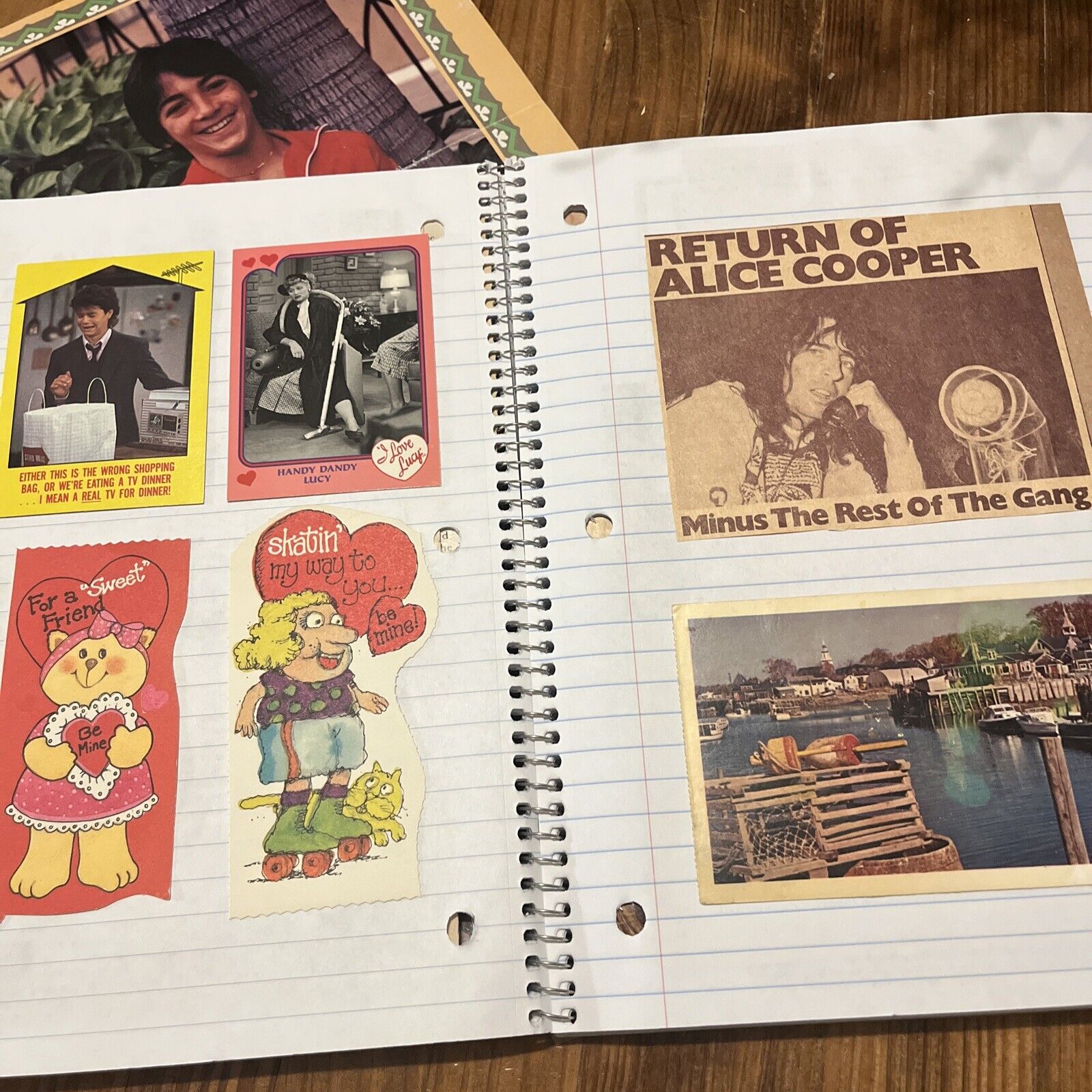 VTG Notebook W/ Ephemera 60s-80s Stickers Poster Greeting Cards Ads 100+ pc