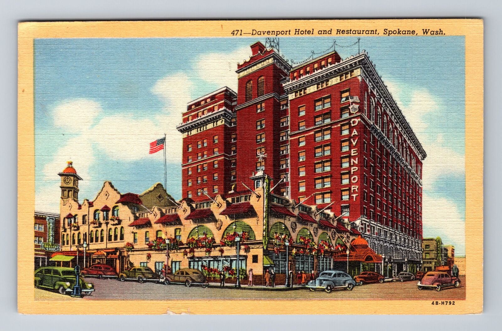 Spokane WA-Washington, Davenport Hotel, Souvenir, Vintage Postcard