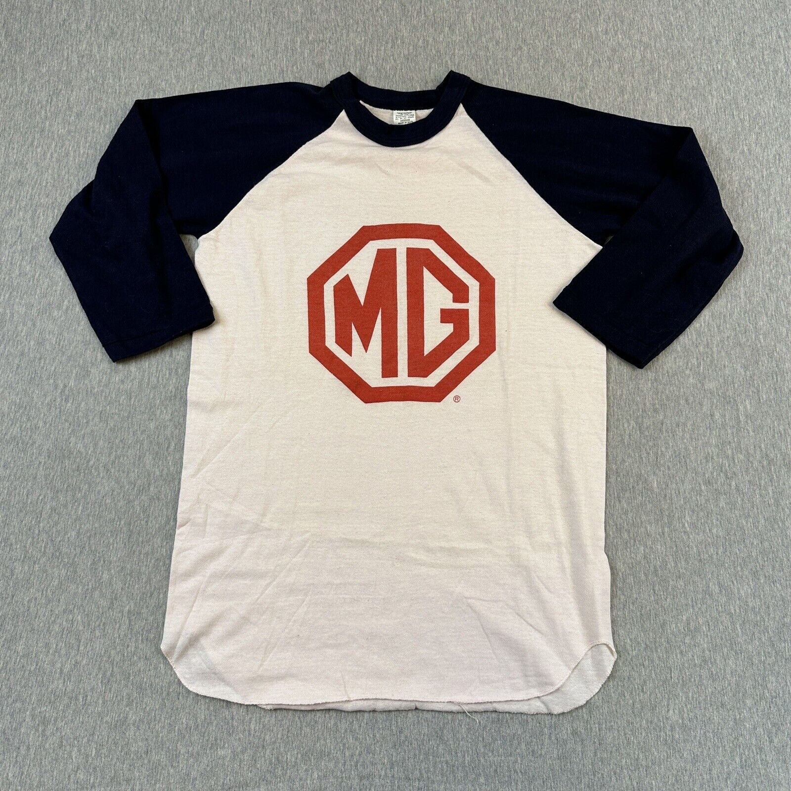 Vintage 1970\'s MG Motor Cars Long Sleeve Raglan Shirt - Sz Medium - Rare Look