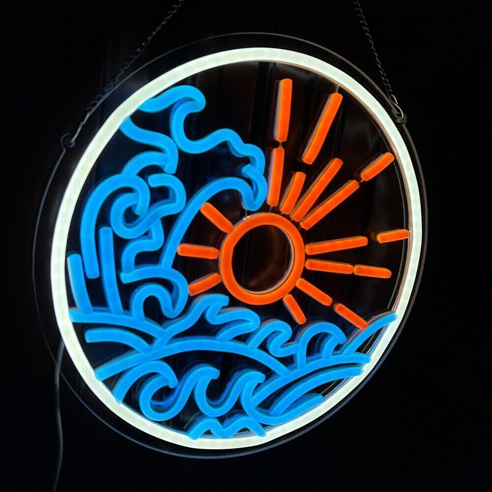 Dimmable Sunset Sunrise Wave Led Neon Sign for Wall Bedroom Decor USB Powered