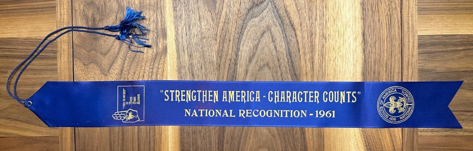 Vintage 1961 Strengthen America Character Counts National Recognition Ribbon BSA