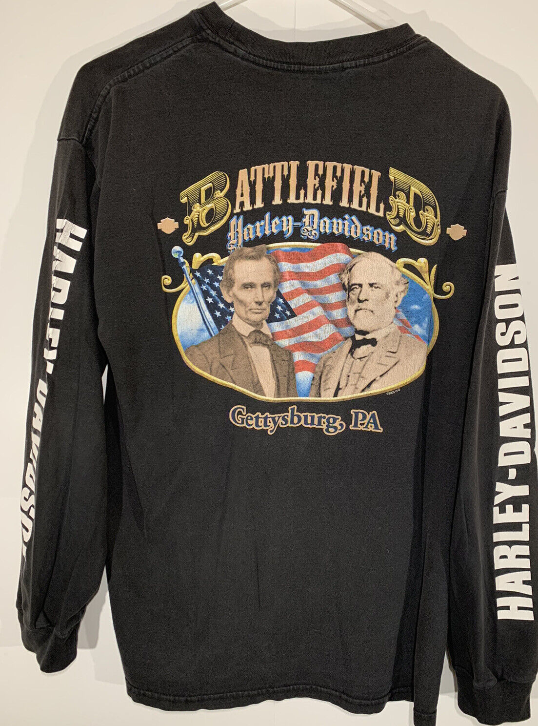 Harley Davidson Abraham Lincoln Longsleeve Shirt Gettysburg PA
