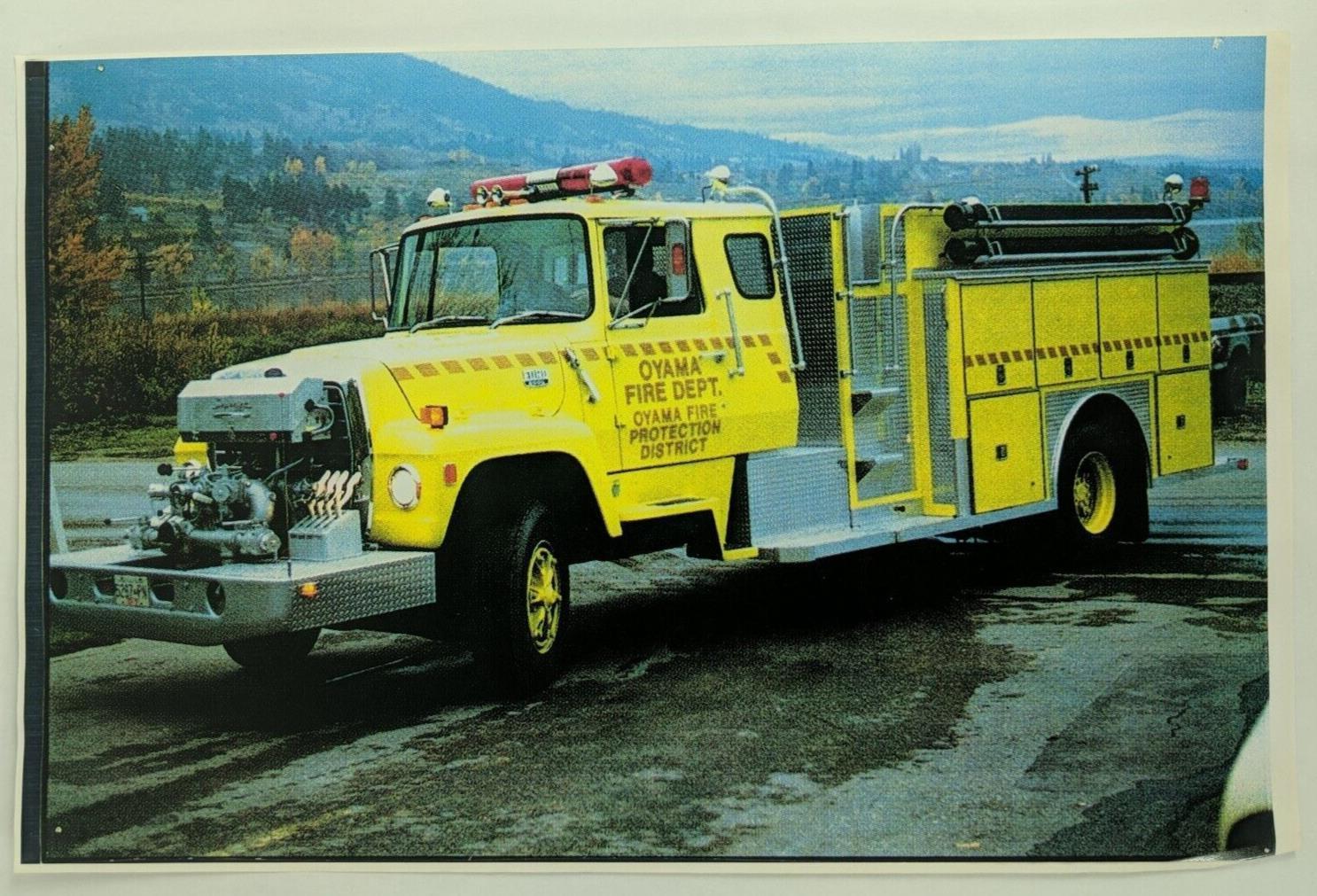 Vintage Firetruck Photo Print, Large 17x11 Oyama Fire Protection District Yellow