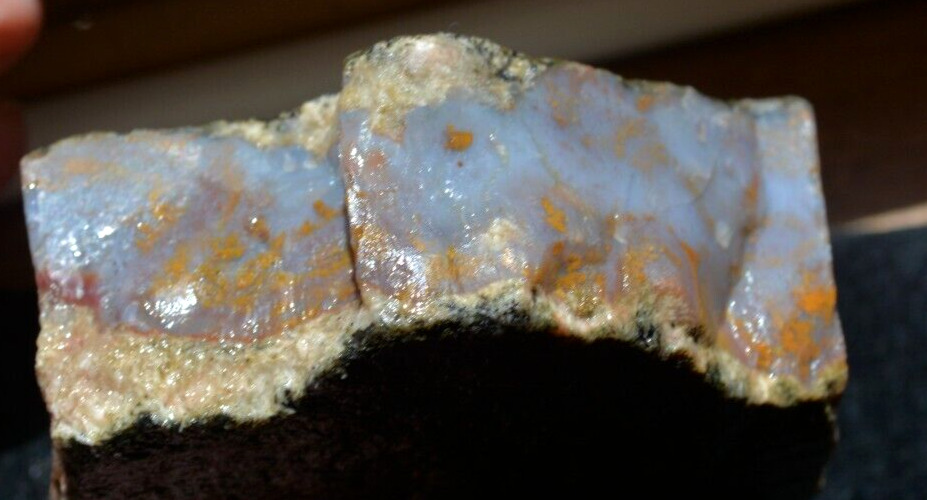  Mossy  Seam Agate lapidary Mineral rough  8oz. Blue Gray Gold Moss