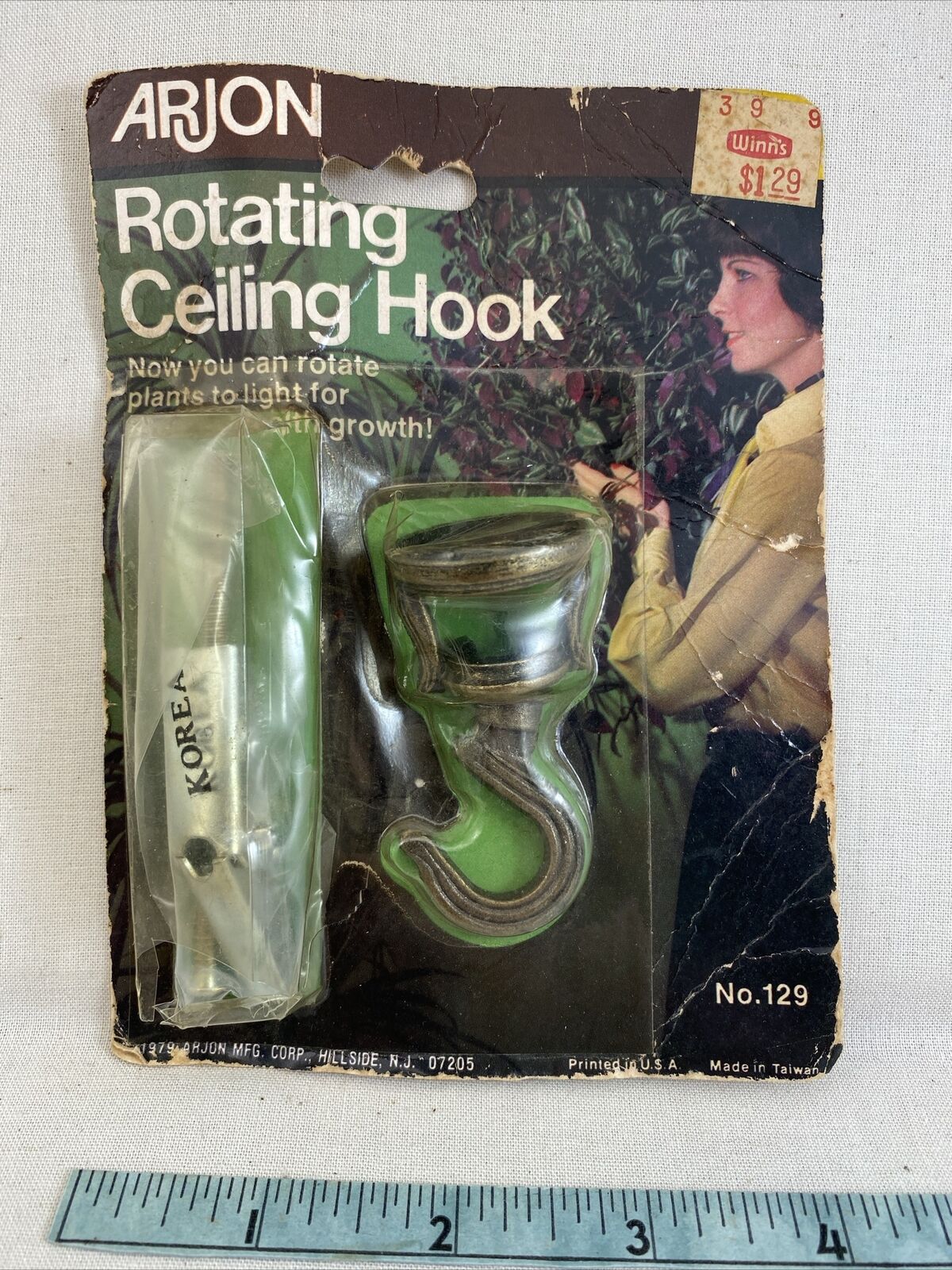 Vintage Arjon Macrame Plant Rotating Ceiling Hook 1970's  Mod 129 Brass? Winn’s