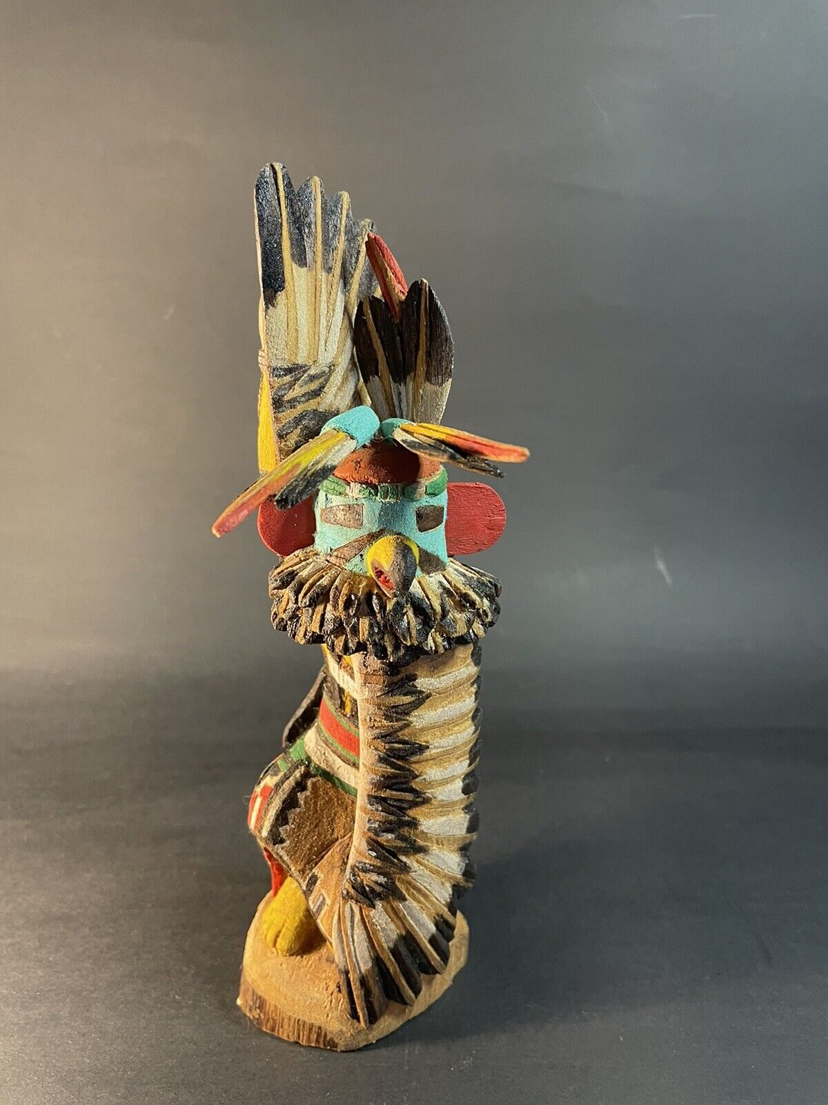 Vintage Kwa-tly Handmade 8” Kachina Eagle Dancer Hopi artist Merrill Avatchoya