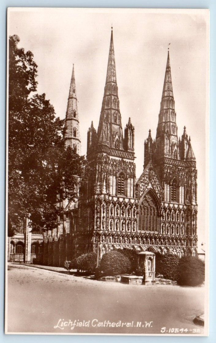 RPPC Lichfield Cathedral N.W. Kingsway UDB UK Postcard