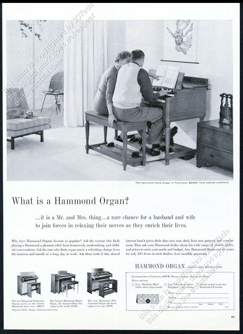1960 Hammond B3 B-3 organ photo vintage print ad
