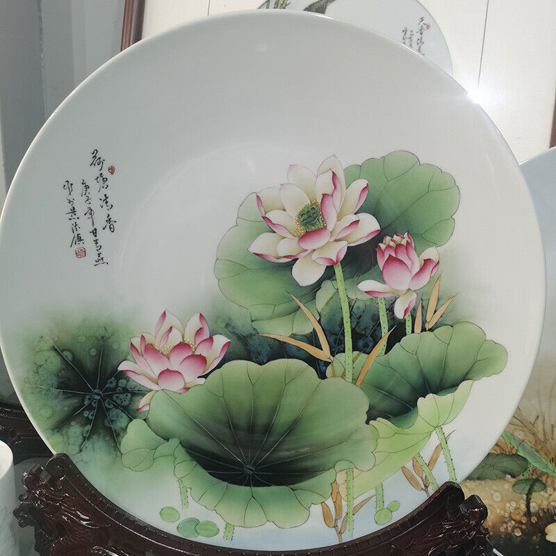 Hand-painted Ceramic Plates in Jingdezhen, Pure Hand-painted Peony Lotus Plates