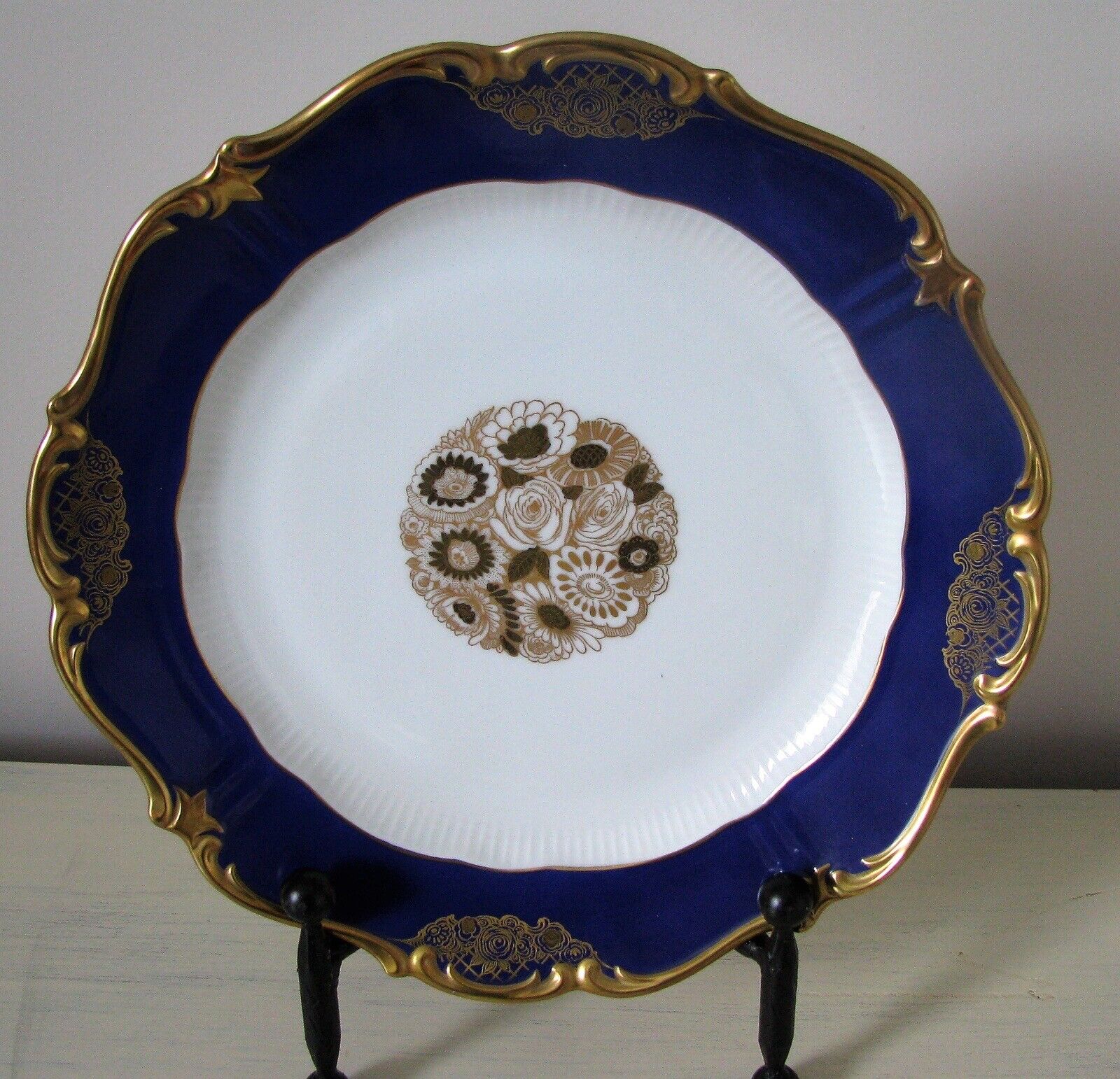 Reichenbach  GDR  Kobalt Blue Gold Porcelain Plate. Rare Collector Plate