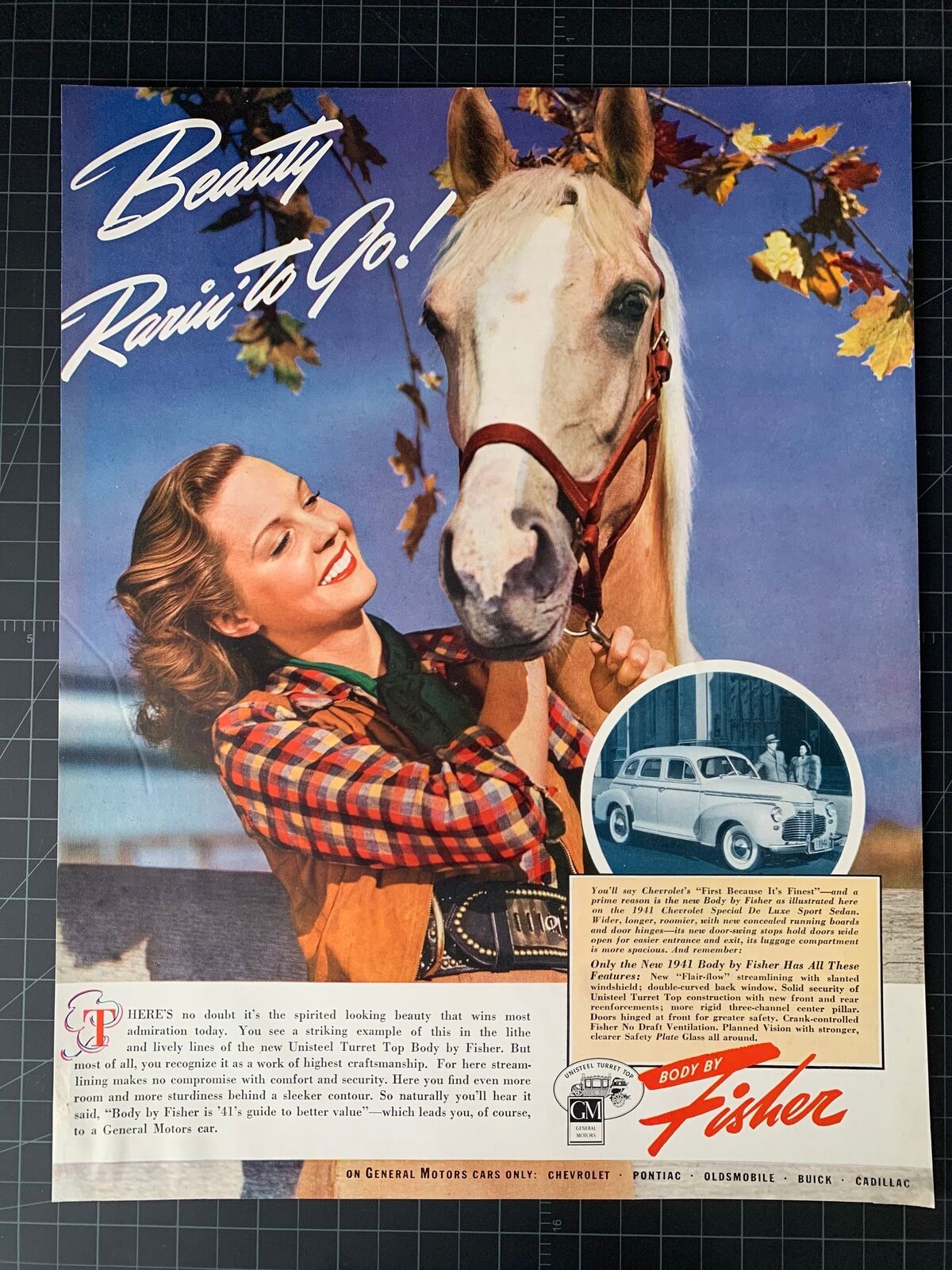 Vintage 1941 Body by Fisher Automobile Print Ad