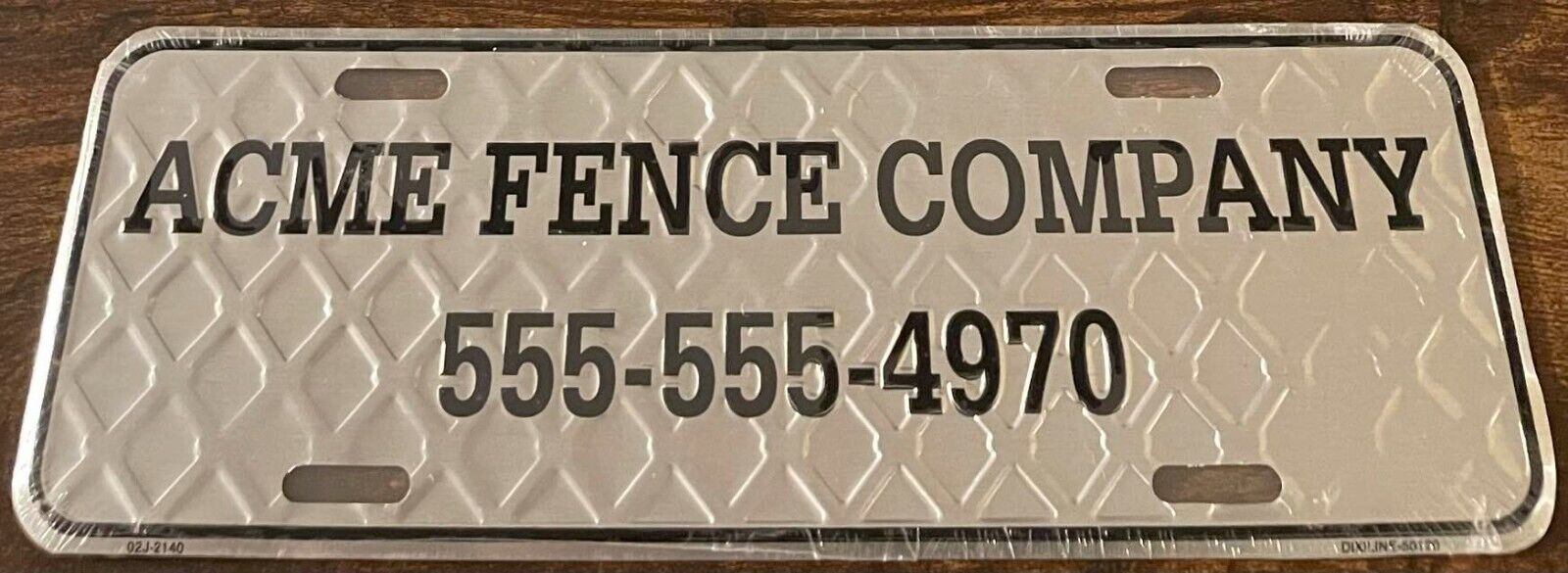 ACME Fence Company Booster License Plate 555-555-4970 Chain Link Fence Privacy