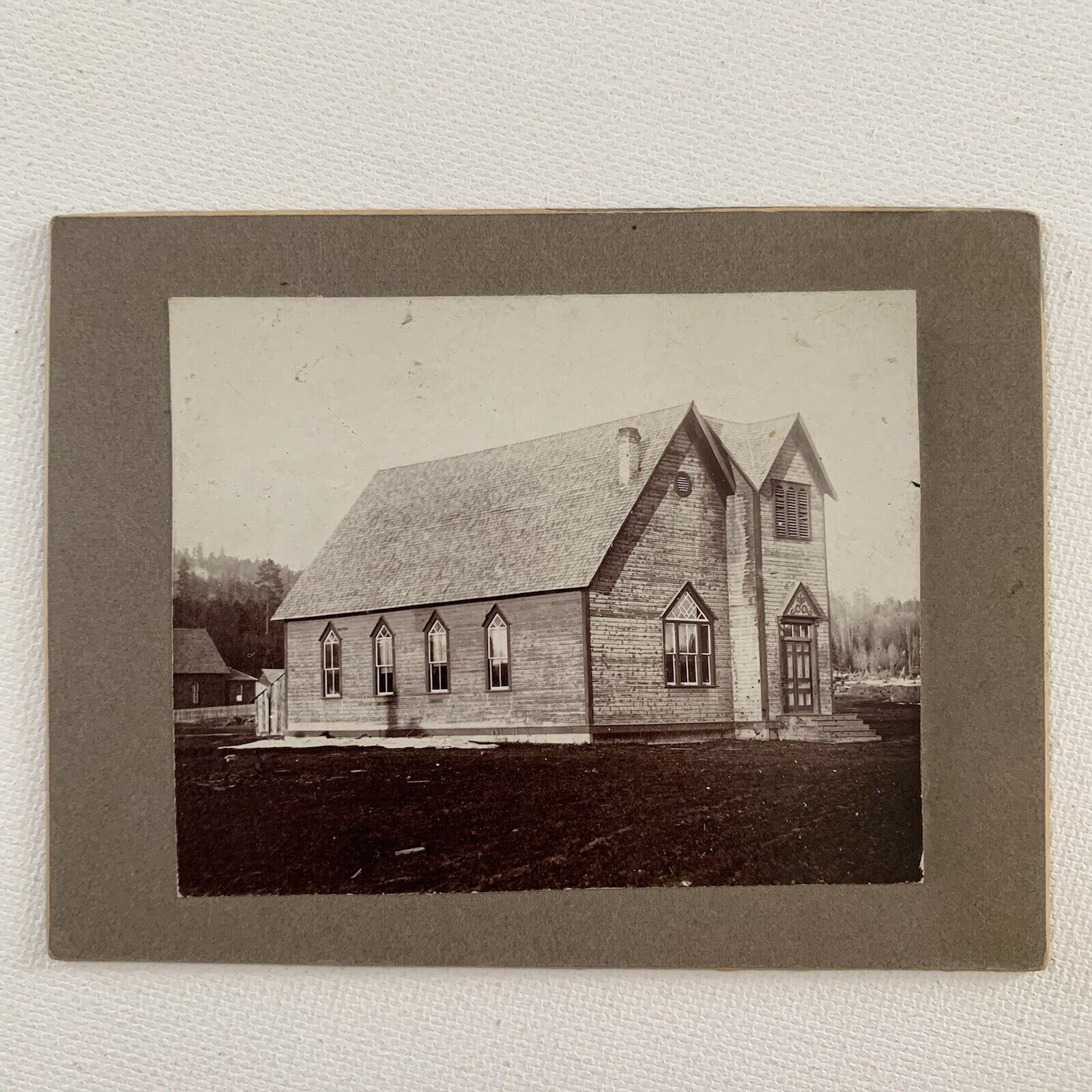 Antique Cabinet Card Photograph Beautiful Small Church Architecture WI HS1