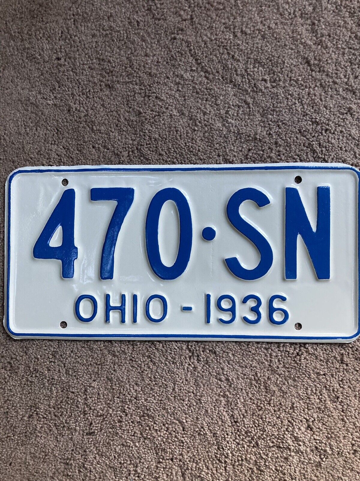 1936 Ohio License Plate -  470 SN - Very Nice