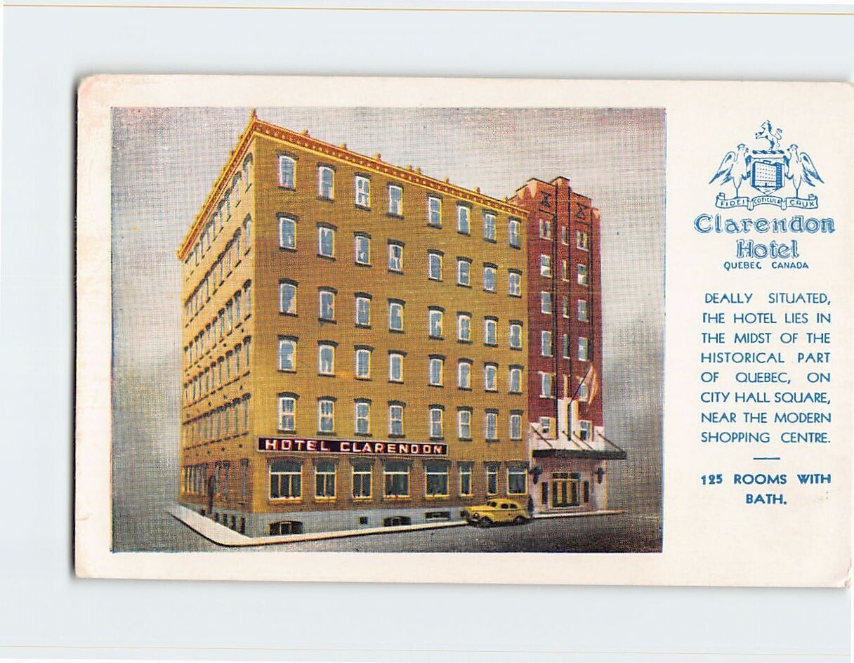 Postcard Clarendon Hotel Quebec Canada