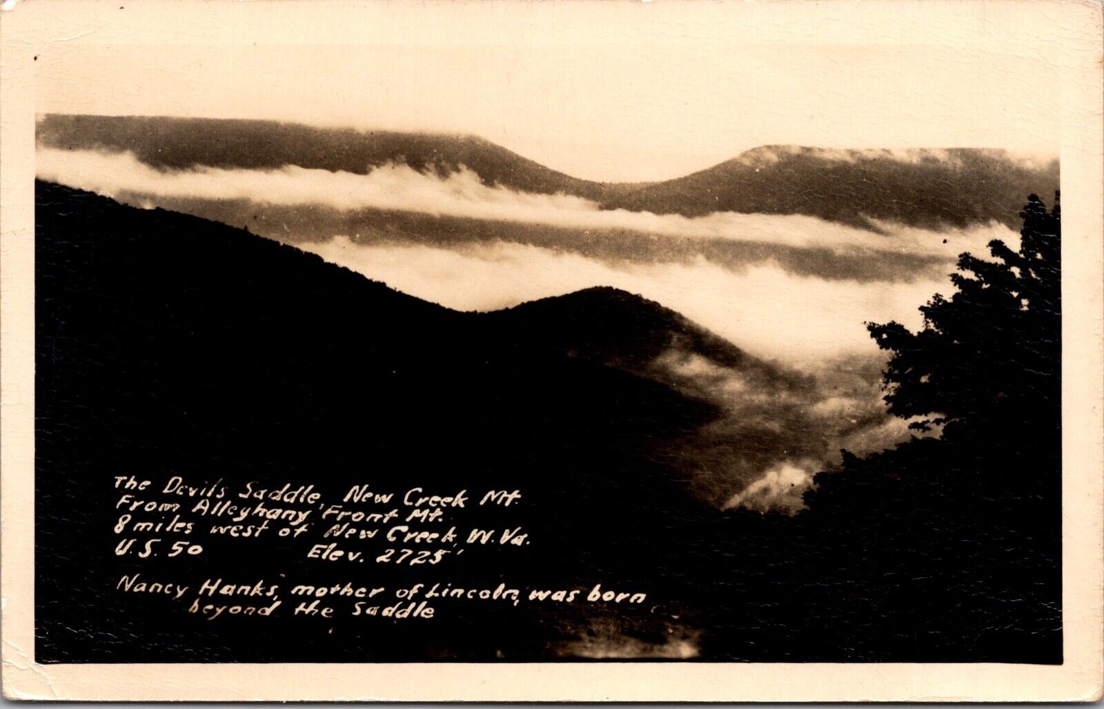 Real Photo Postcard Devils Saddle New Creek Mountain West Virginia~3317