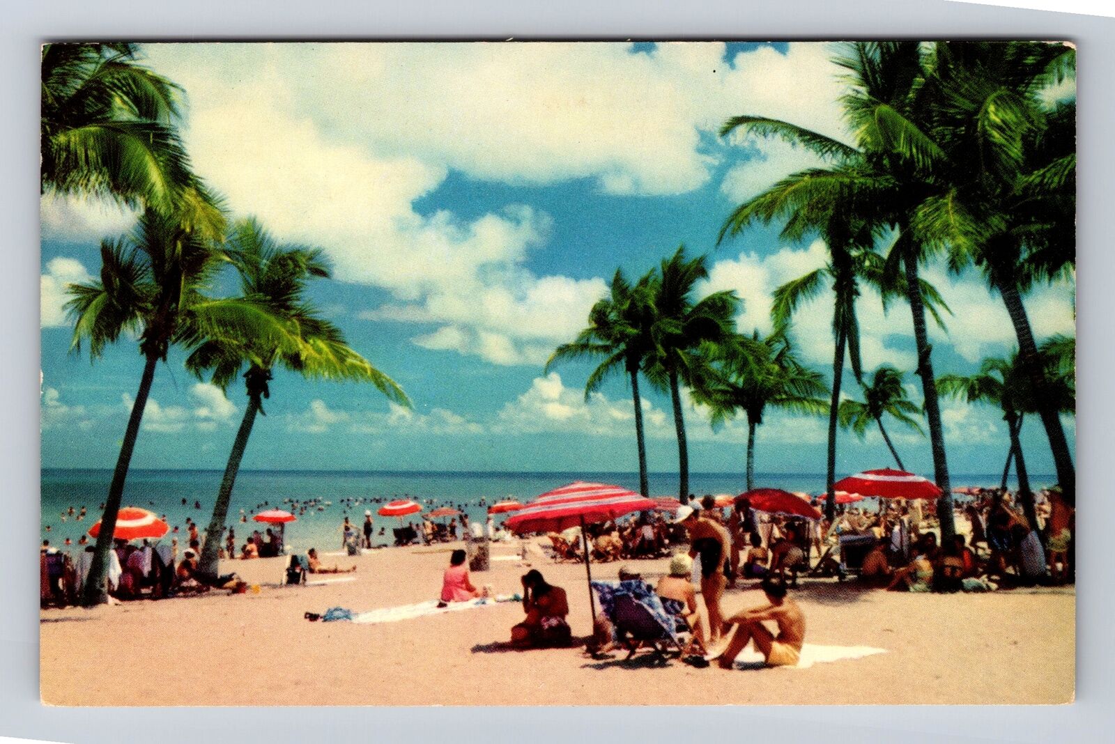 Miami Beach FL-Florida, World Famous Beach, Antique, Vintage Souvenir Postcard