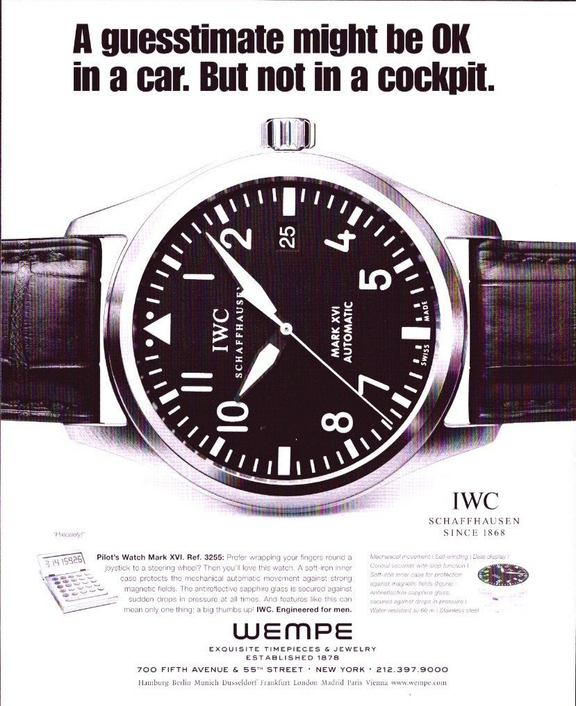 2007 Print Ad Men's Watches IWC Wempe Pilots Watch Mark XVI