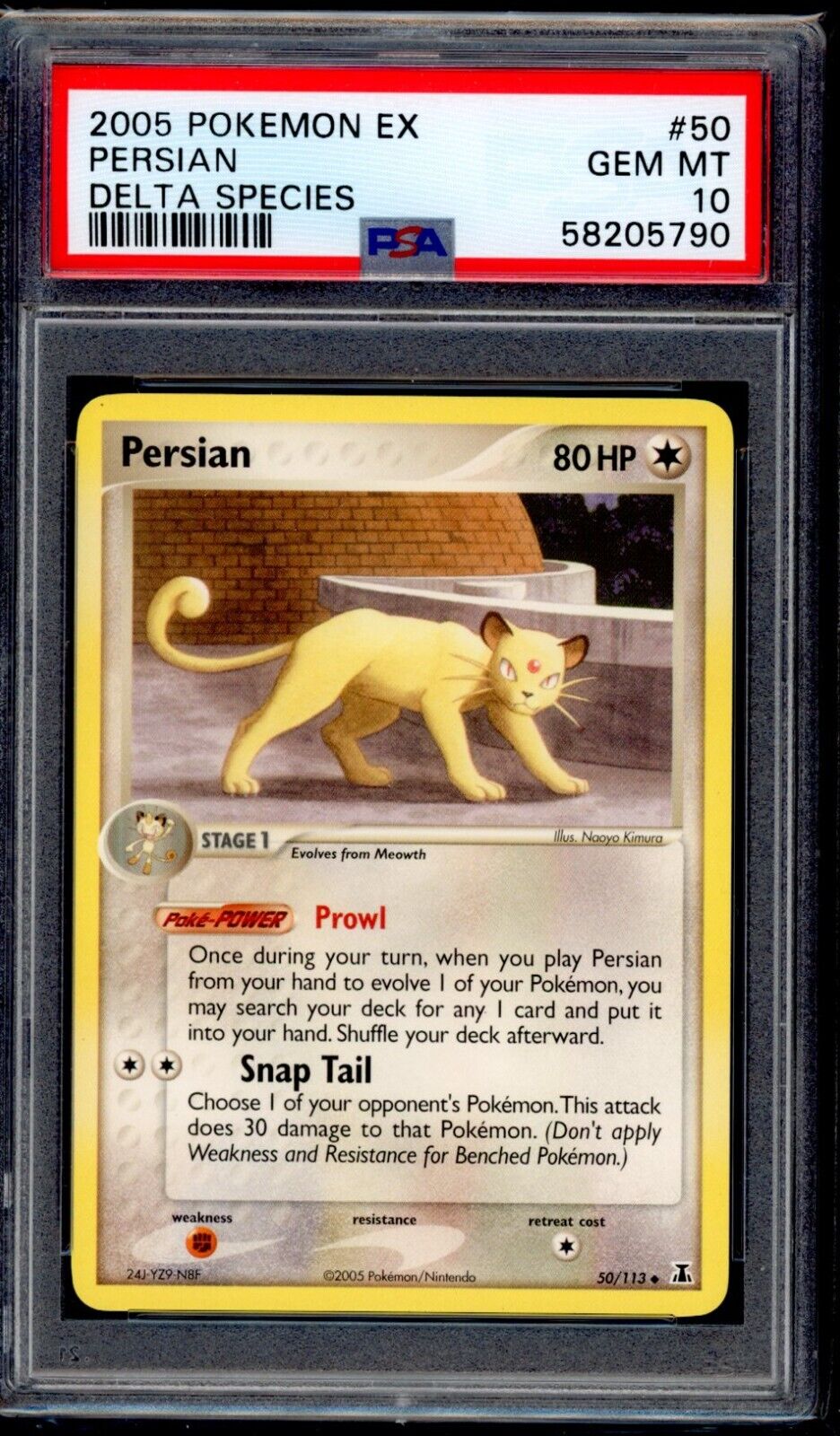 PSA 10 Persian 2005 Pokemon Card 50/113 Delta Species