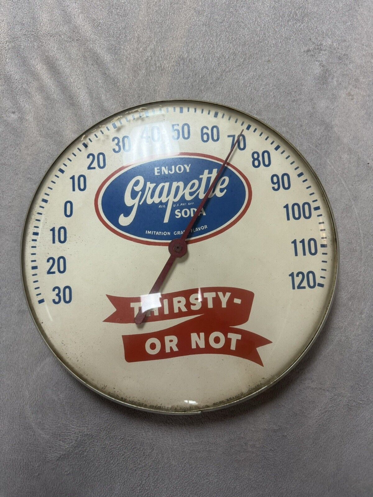 Vintage Antique Bubble Face Enjoy Grapette Soda Advertising Thermometer 