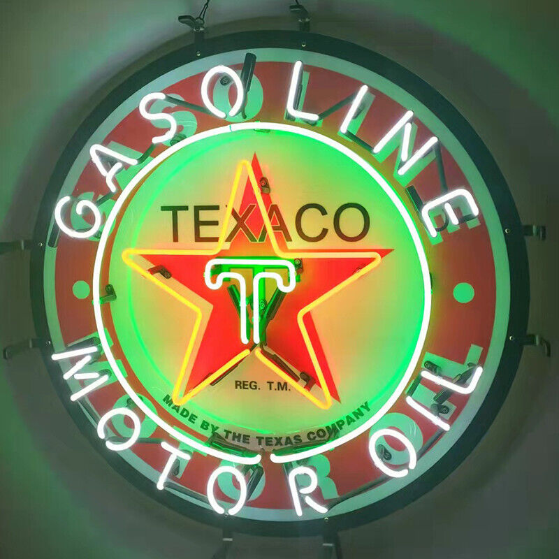 Texaco Gasoline Neon Sign Gas Station Wall Decor HD Printing Artwork Gift 24x24