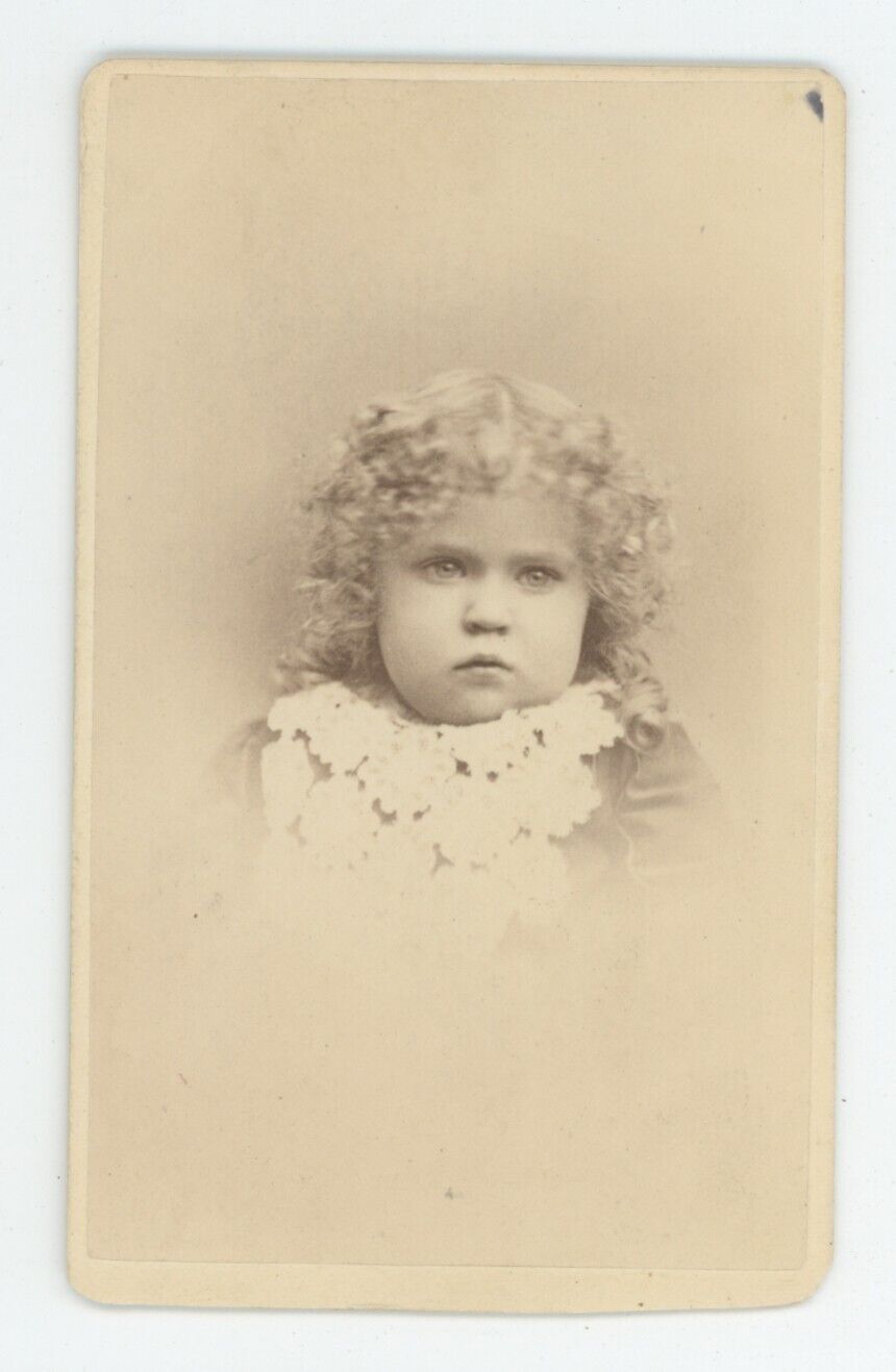 Antique CDV 1878 Gorgeous Little Girl With Curls & Stunning Eyes Marshall Newton