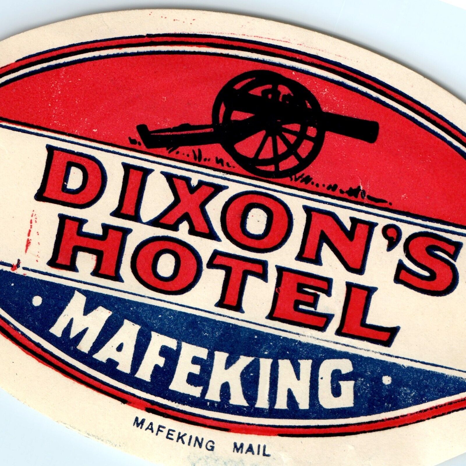 RARE c1920s-30s Mafeking, South Africa Luggage Label Dixon\'s Hotel Cannon C42