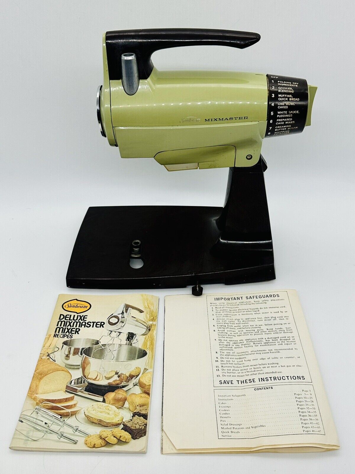 Vintage Green Sunbeam Deluxe Mixmaster Stand Mixer SPEEDS 1 & 2 NOT WORKING READ