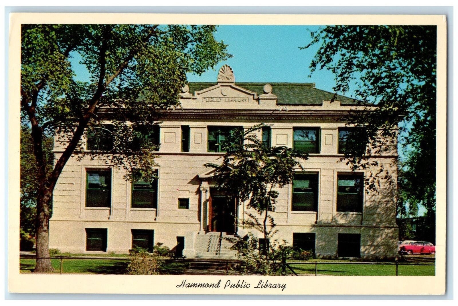 c1960s Hammond Public Library Exterior Hammond Iowa IA Unposted Vintage Postcard