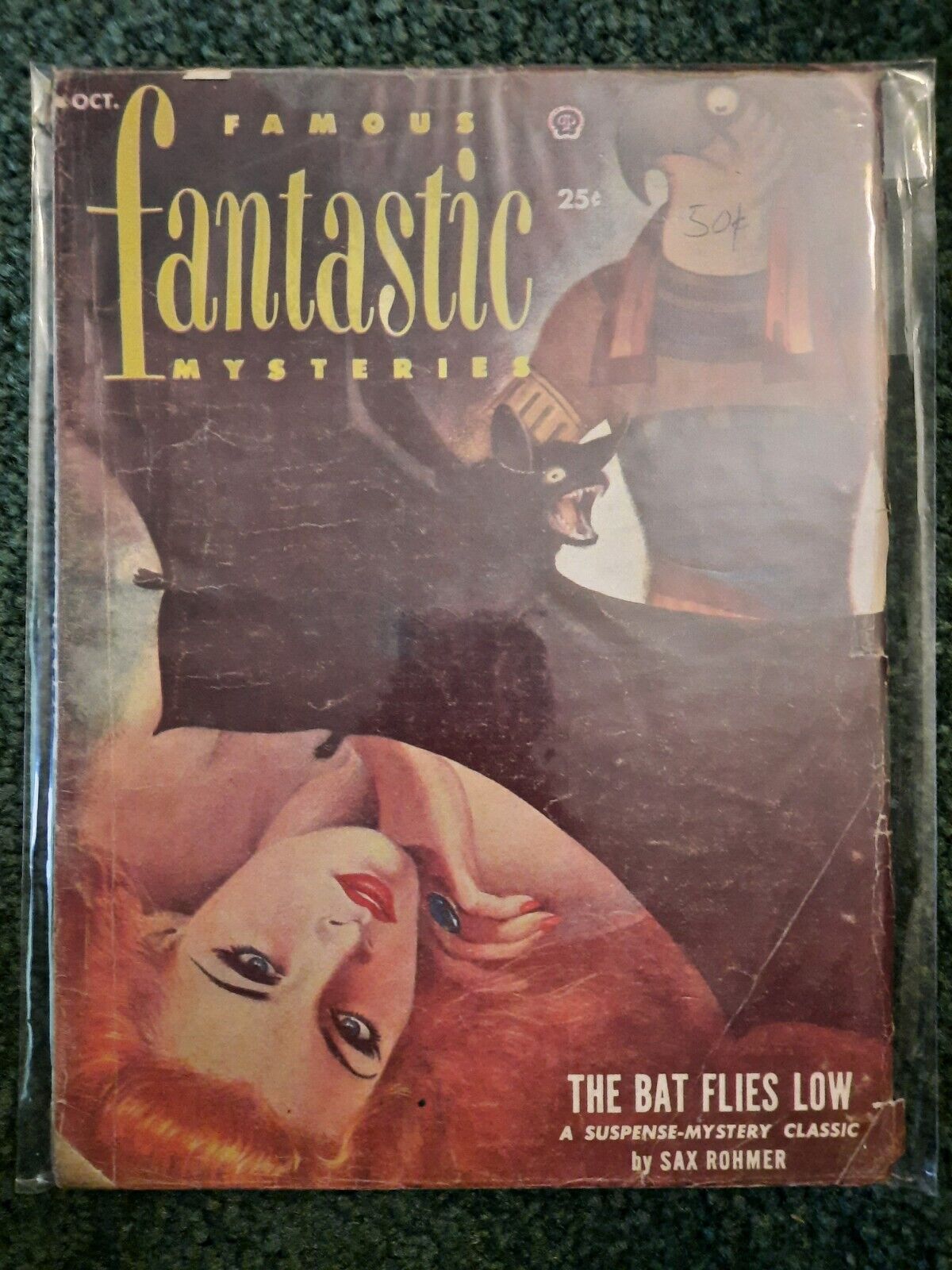 Famous Fantastic Mysteries Pulp Oct 1952 VG - 3.5 Bat Cover Annubis 
