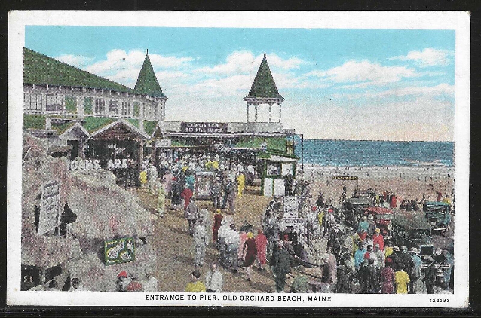 Entrance to Pier, Old Orchard Beach, Maine, Early Postcard, Used in 1935