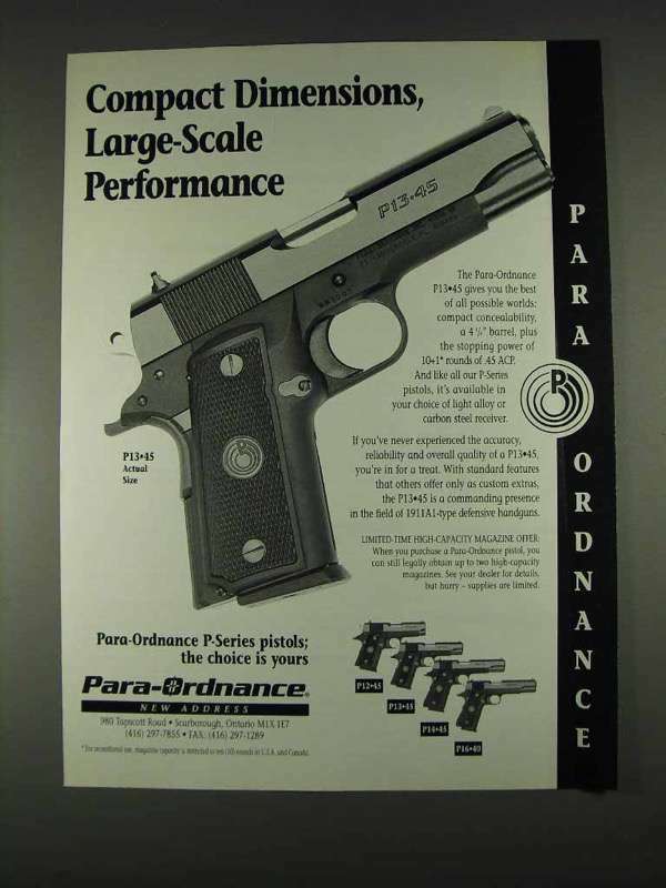 1996 Para-Ordnance P13-45 Pistol Ad - Compact